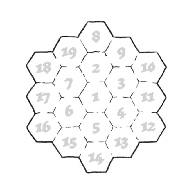 Hexgrid numbering from Mausritter.